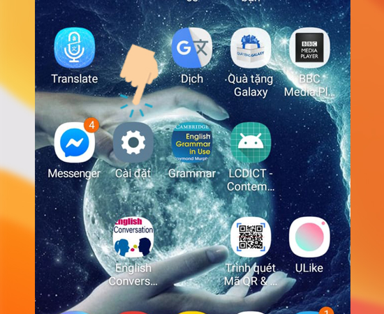 Bước 1: Đầu tiên bạn hãy vào Cài đặt trên màn hình chính.